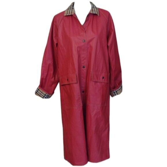 Lot One Inc. Jackets & Blazers - Lot One Inc. of Boston pink raincoat with tartan interior snap closure size L